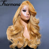 13X6 Honey Blonde Body Wave Lace Front Wig Pre Plucked Natural Hairline Synthetic Light Blonde Lace Front Wigs Glueless