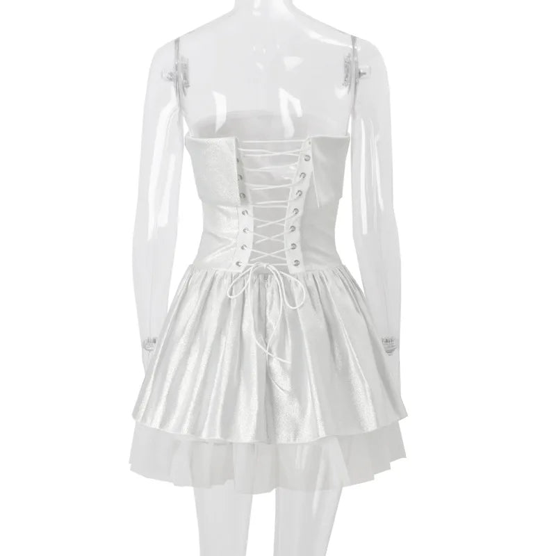 Elegantes trägerloses Korsett-Minikleid schulterfrei glänzende Kleider glitzerndes rückenfreies Roben-Ballkleid Geburtstag Abendparty Cocktail