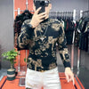 Herren-T-Shirt mit modischer Persönlichkeit, stilvoll und vielseitig, im Trend, Langarm-Herren-Base-Shirt, dicker Stil