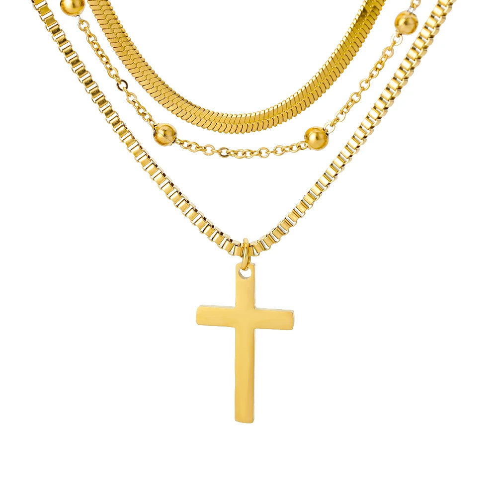 Double Layer Hollow Clavicle Chain Stainless Steel Necklace For Women Punk Hip-Hop Streetwear Jewelry Dropshipping