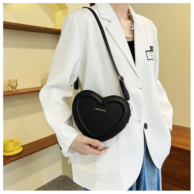 Fashion Heart Shape Crossbody Bags For Women New Solid Pu Leather Shoulder Bag Casual Ladies Handbags Designer Women Bags сумка