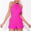 TWOTWINSTYLE Solid Office Playsuit for Women Halter Sleeveless High Waist Patchwork Bandage Backless Playsuits Female Fashion