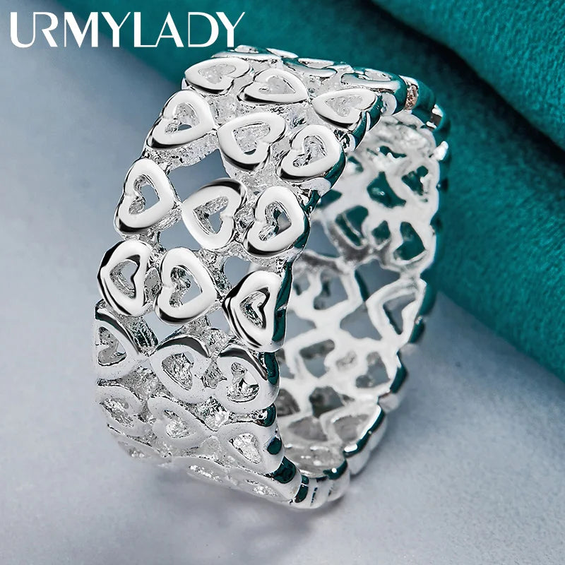URMYLADY 925 Sterling Silber Hohlherz 7-10# Ring für Frauen Hochzeit Charm Verlobung Modeschmuck