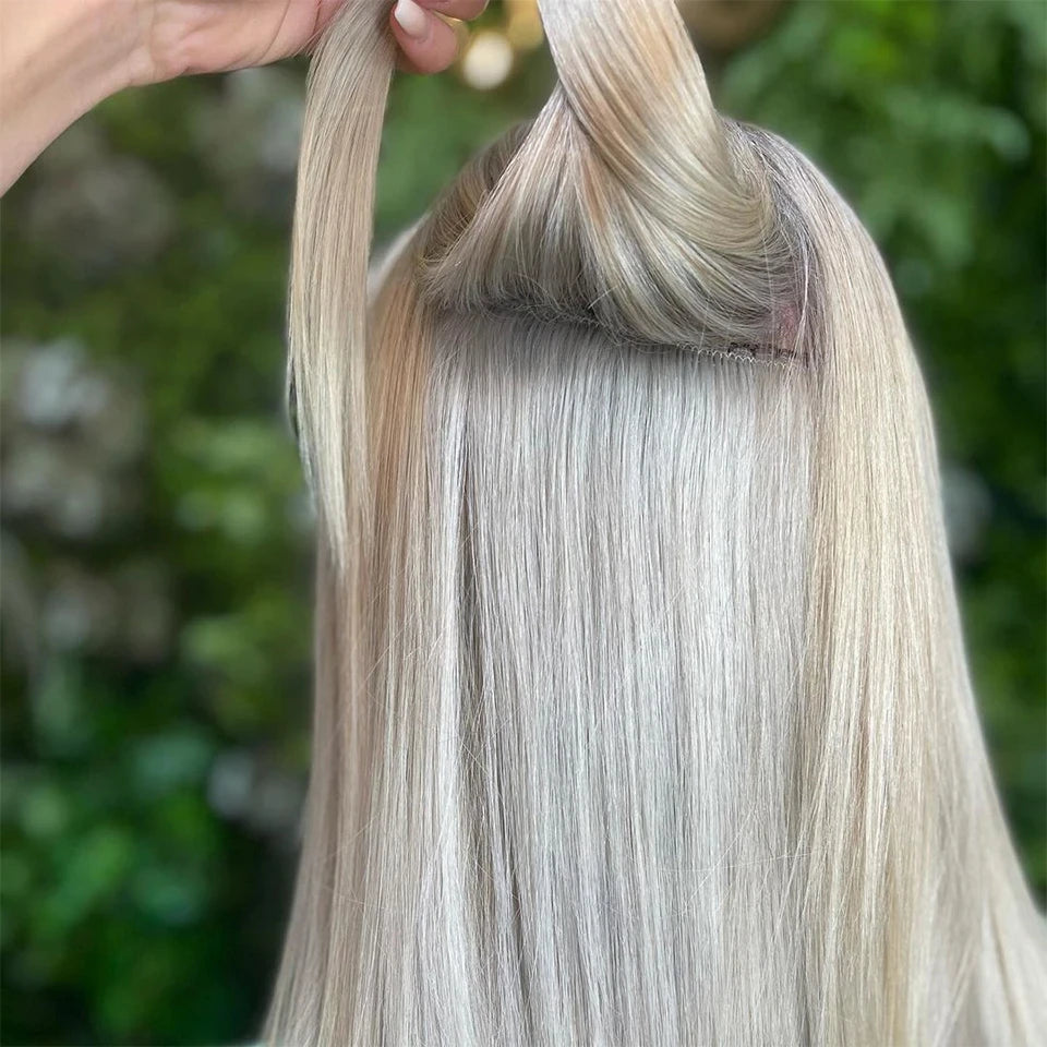 #6 Light Brown Bone Straight Clip In Hair Extensions 1 Piece 5 Clips Full Head One-Piece Clip In Human Hair Extensions 100G/Set