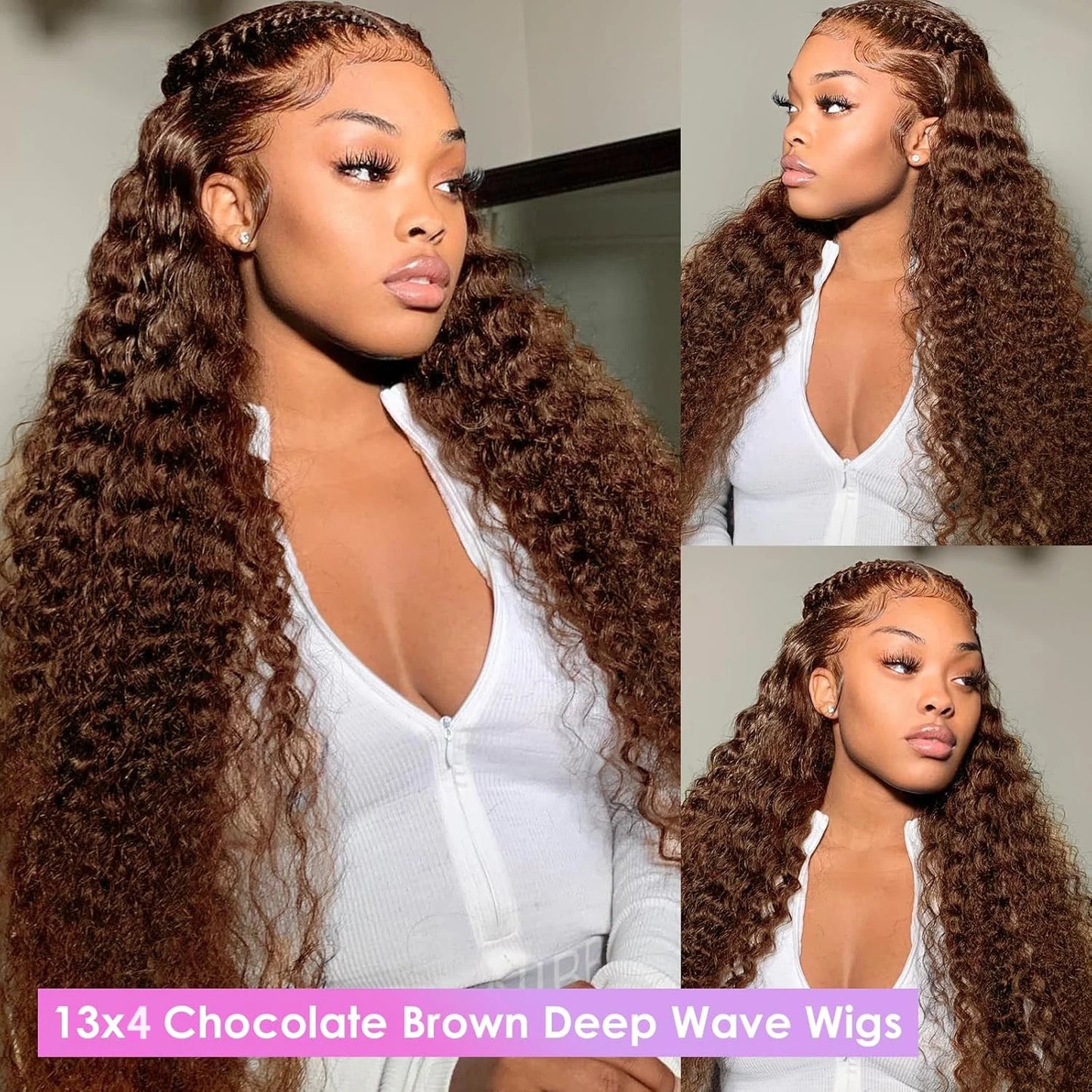 40 30 Inch Chocolate Brown Deep Wave Lace Front Wigs Human Hair #4 Colored 13x4 13x6 Hd Curly Lace Frontal Wigs Pre Plucked