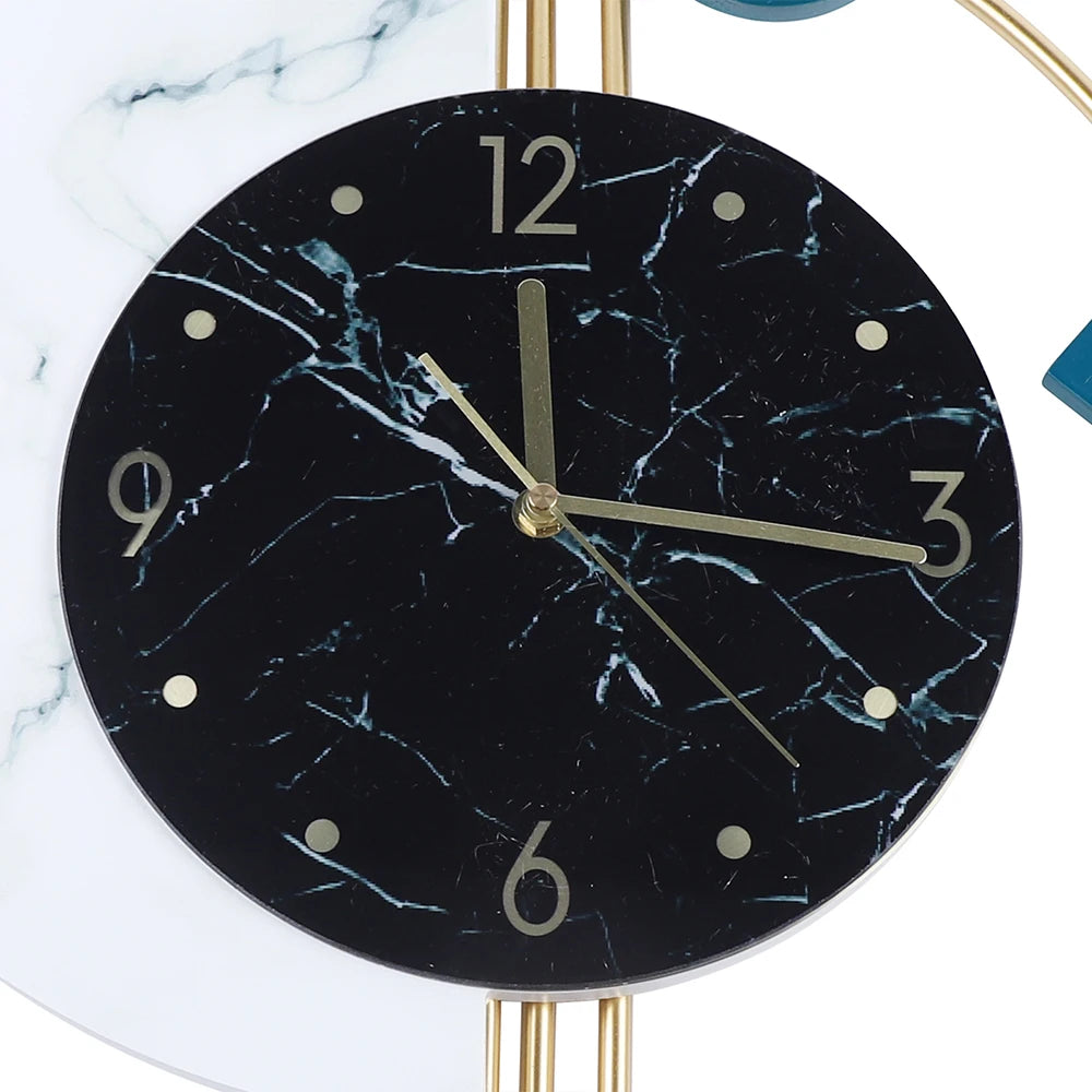 Geräuschlose Wanduhr für Wohnzimmer Schlafzimmer Wanddekorationen Kreative Halbkreis Marmor Quarz Wanduhr Geschenk