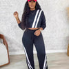 CM.YAYA Fashion Striped Splicing Women's Set Long Sleeve Sweatshirt and Sweat Pants Tracksuit 2024 Winter Two 2 Piece Set Outfit