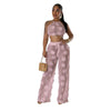 Women Two Piece Pant Sets Sexy Hollow Out Vest Sleeveless Tanks Tops Splice Long Pants Drawstring Streetwear Summer 2025