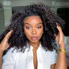 Glueless Half Wigs Human Hair Kinky Curly Headband Wig Upgrade 3 IN 1 No Lace Wig With Drawstring Seamless Clip Ins Flip Over