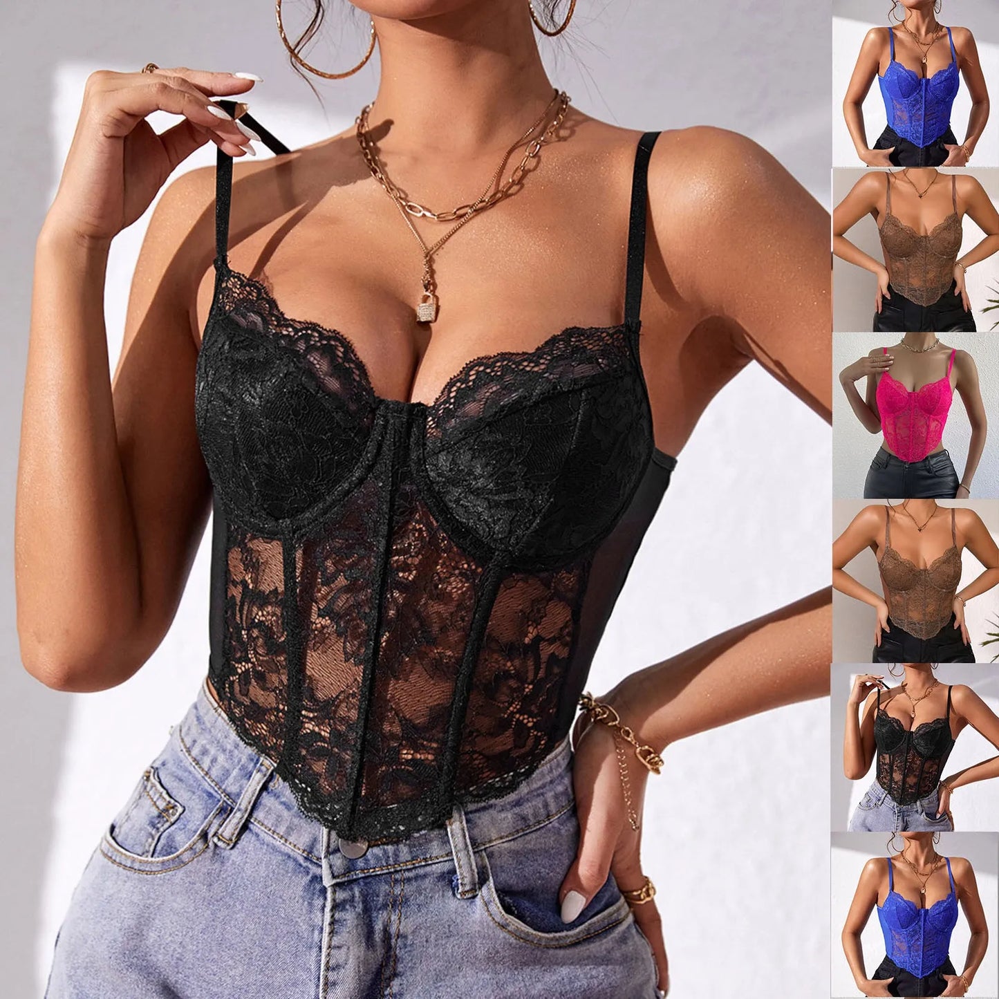 Sexy Lace French High End Design Sense Short Style Top Crop Top Off Shoulder Sleeveless Camisole 2024 Harajuku Korean Clothes