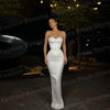 Sexy Women Mermaid Evening Dresses Sleeveless Vestidos Para Fiesta De Lujo Prom Gowns Customized Sweetheart Pearl Robe De Soirée