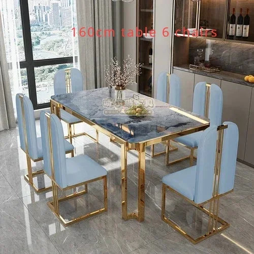 Einzigartige Luxus-Esstischstühle mit modernen Metallbeinen, rechteckiger Esstisch im platzsparenden nordischen Design, Mesa De Comedor Möbel