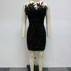 Women Dress Strapless Dresses Sexy Mid Length Vestidos Slim Fit Off Shoulder Sleeveless Elegant Splice Feather Hip Wrap