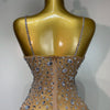 Luxury Rhinestones Sexy Mesh See Through Bodycon Dress Women Birthday Evening Cocktail party Gown Red Carpet Club Stage Outfit