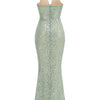 Sexy Neckholder Maxikleid mit tiefem V-Ausschnitt, Pailletten, Damen, Grün, Ärmellos, Rückenfrei, Pailletten, Schlankes langes Kleid, Celebrity Partykleider