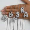18K Vergoldet Wasserdicht Dicke Blase Alphabet Buchstabe Schlüsselbein Halskette Funkelnder Strass Ballon Initialen Schmuck