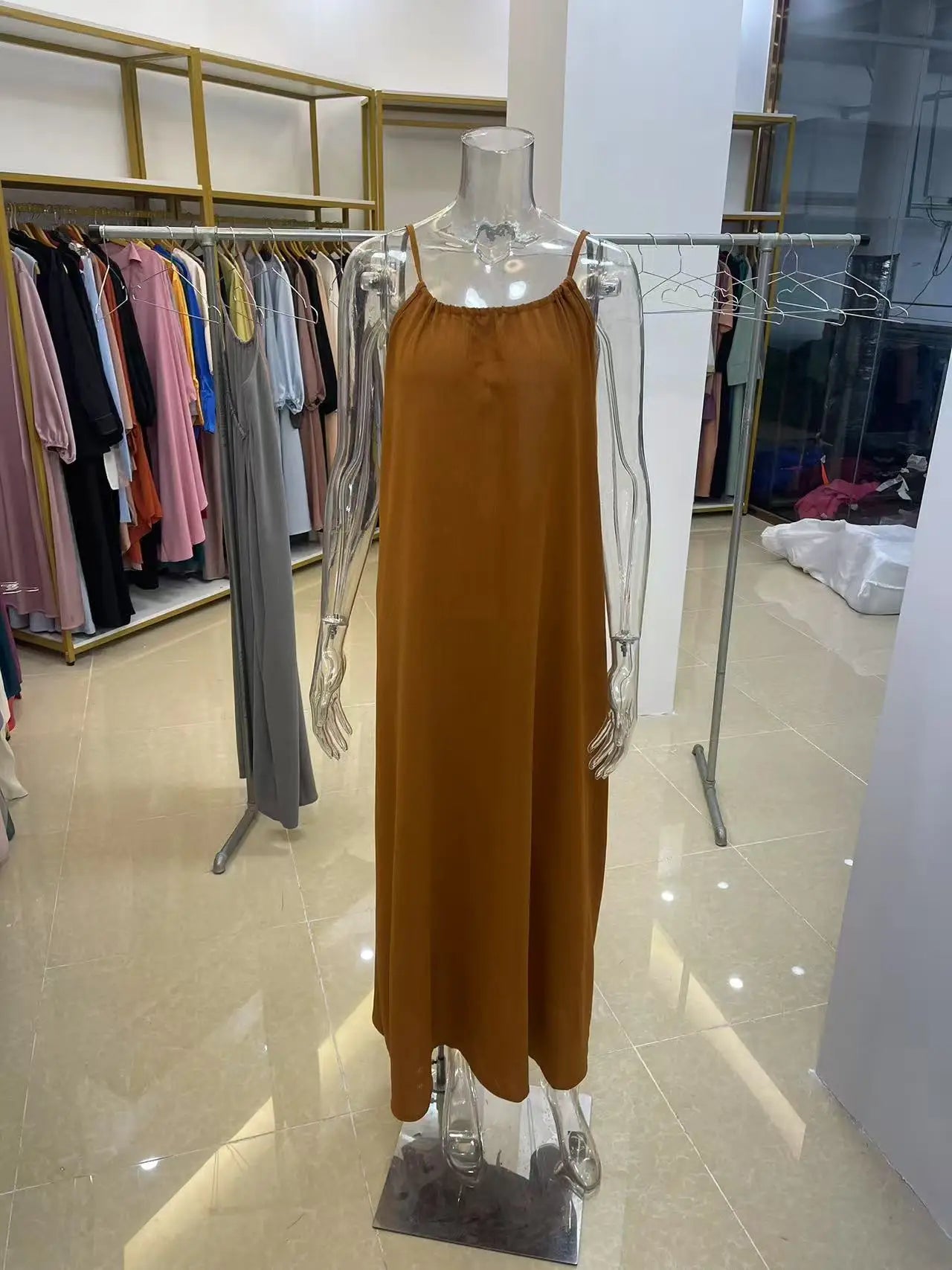 New Arrival Women's Strapless Backless Long Loose Home Dress Comfortable Sleepwear Casual Maxi Dress