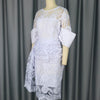 White Lace Dresses for Women Vintage Crew Neck Embroidery Tunic Package Hip Retro Elegant Midi Dress Holiday Party Wedding Gowns