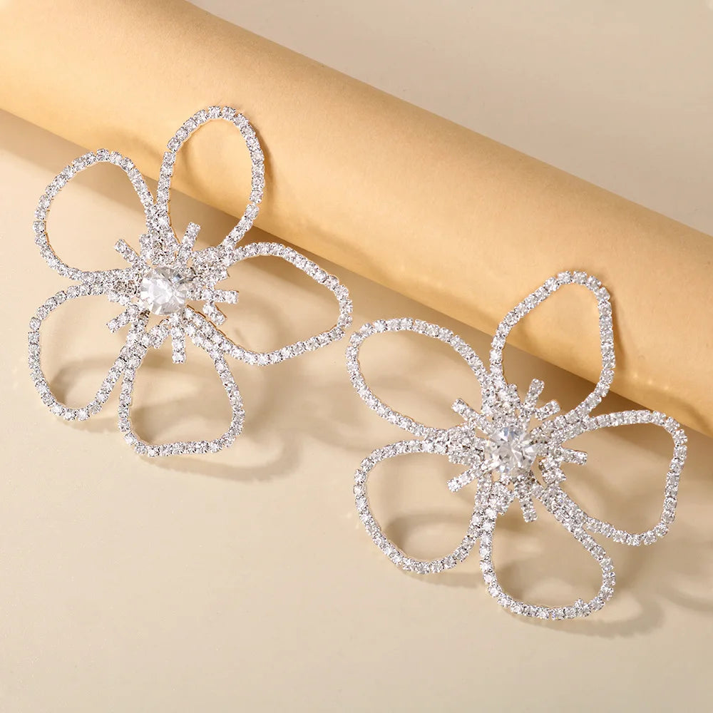 Stonefans Strass Blumenohrringe Luxus Damen Bankettschmuck Kristall Modeschmuck Hochzeit Einzigartige baumelnde Ohrringe