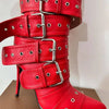 Onlymaker Women Pointed Toe Mid-Calf Boots Buckle Strap Thin High Heel Lady Zipper Female  Stiletto Boots