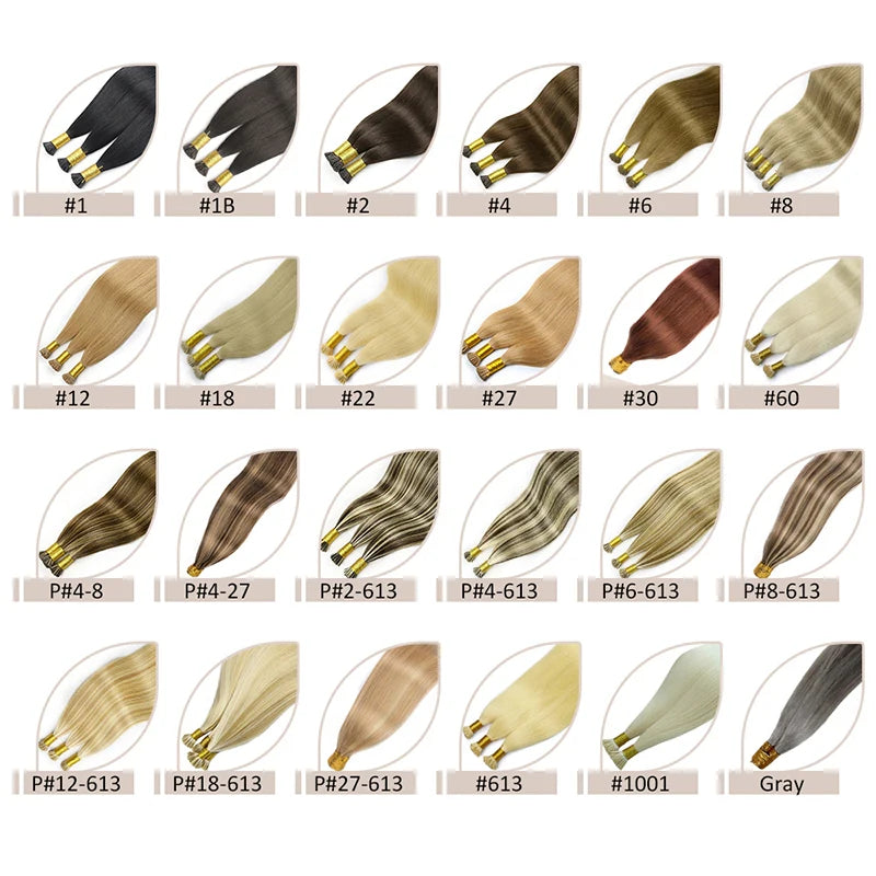 Straight I Tip Hair Extensions 12-26inch Human Hair Remy Fusion Hair Extensions 50pcs/ Set Keratin Capsule Brown Blonde Color