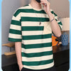 Casual Short Sleeve T Shirt Men'S For 2025 Summer Tshirt Top Tees Striped Brand Fashion HIP HOP Clothes OverSize 3XL T-Shirt