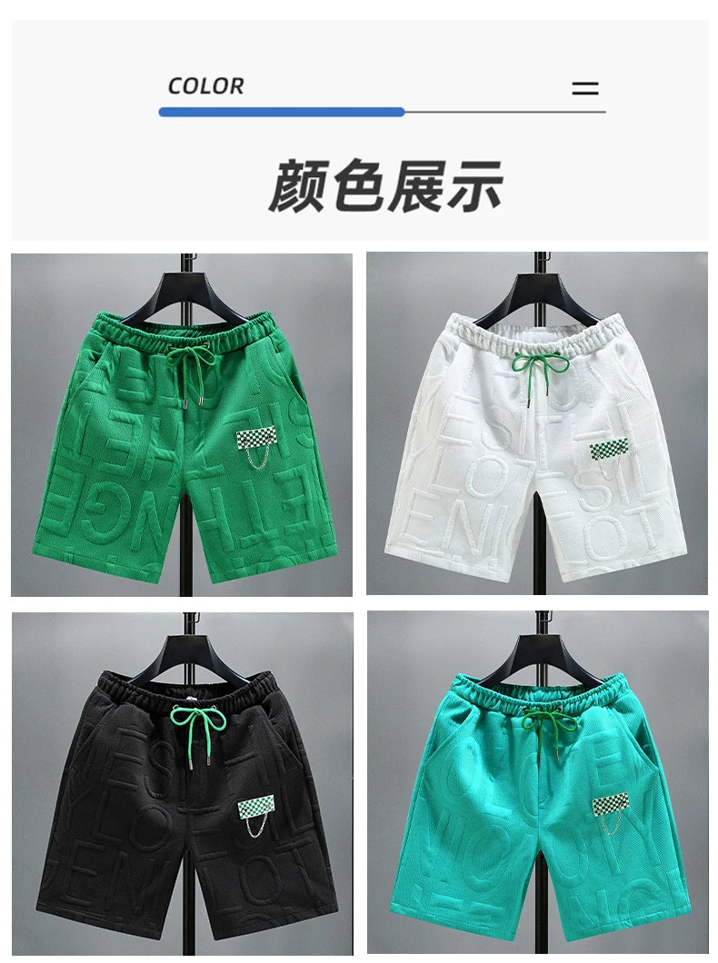 Neue Mode gestrickte Shorts Herren Bequemer elastischer Bund Kleidung Männliche atmungsaktive kurze Hosen Übergröße