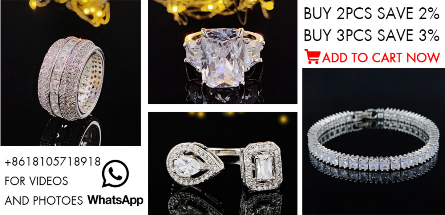 2023 New Luxury Silver Color Luxury Big Wedding Rings Set for Bridal Women Engagement Finger Party Gift Designer Jewelry R4428