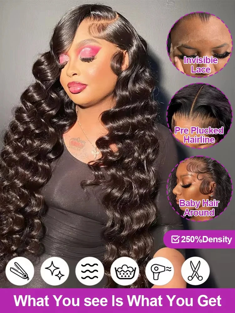 Loose Deep Wave 13x6 HD Lace Frontal Human Hair Wigs Brazilian Curly Wigs 13x4 Human Hair Lace Front Wig Preplucked Remy Hair