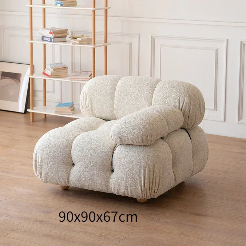 Customized Italian Minimalist Tofu Block Sofa Medieval Furniture Lamb Velvet Simple Cream Wind Fabric Module Sofa Sofa Couch
