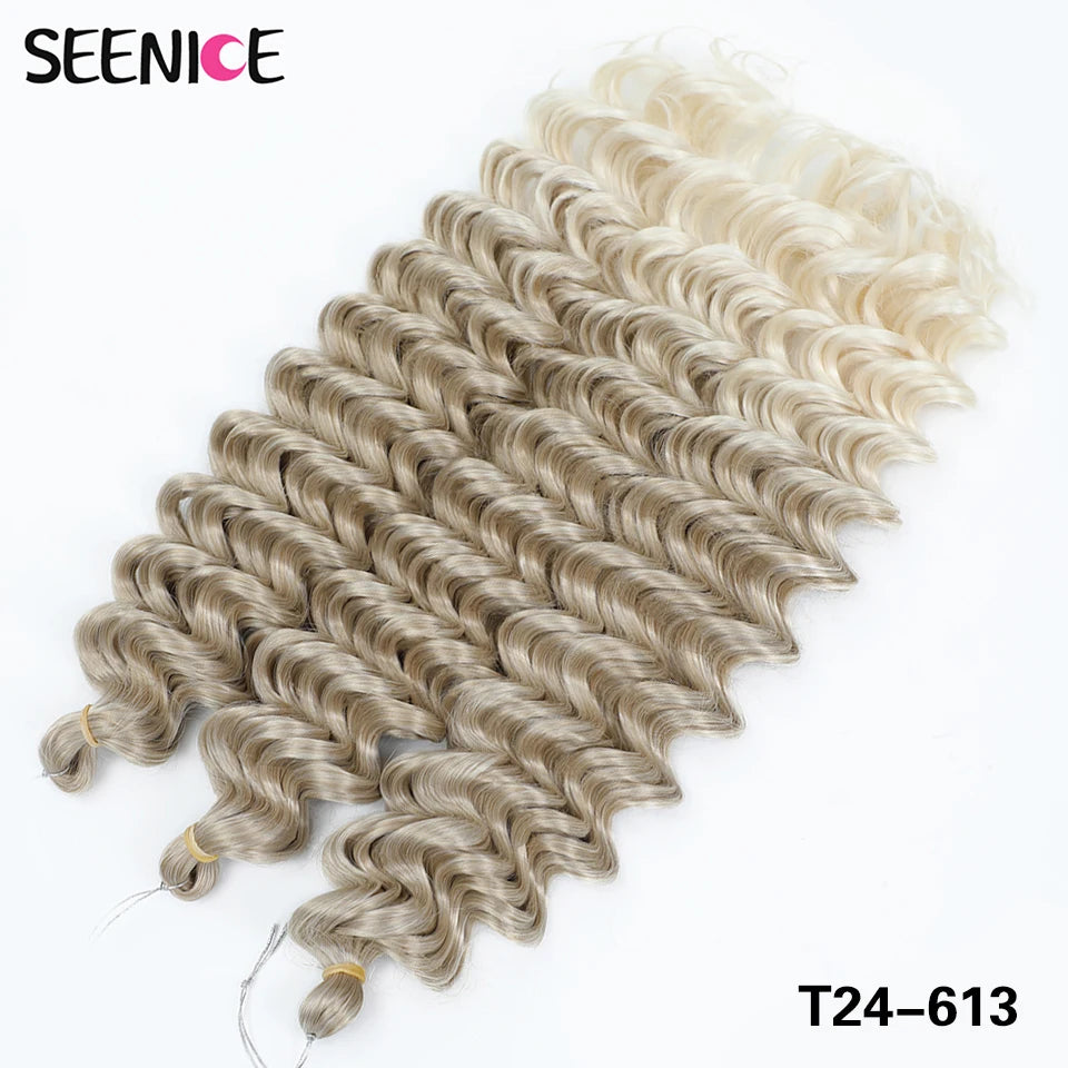 Deep Wavy Twist Synthetische Häkelhaare Afro Lockiges Haar Afrikanische Häkelzöpfe Ombre Blonde Flechthaarverlängerungen für Frauen
