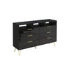 6 Drawers Dresser for Bedroom with LED Lights, High Gloss Chest of Drawers with Metal Legs, Modern Wood Closet Storage Organizer