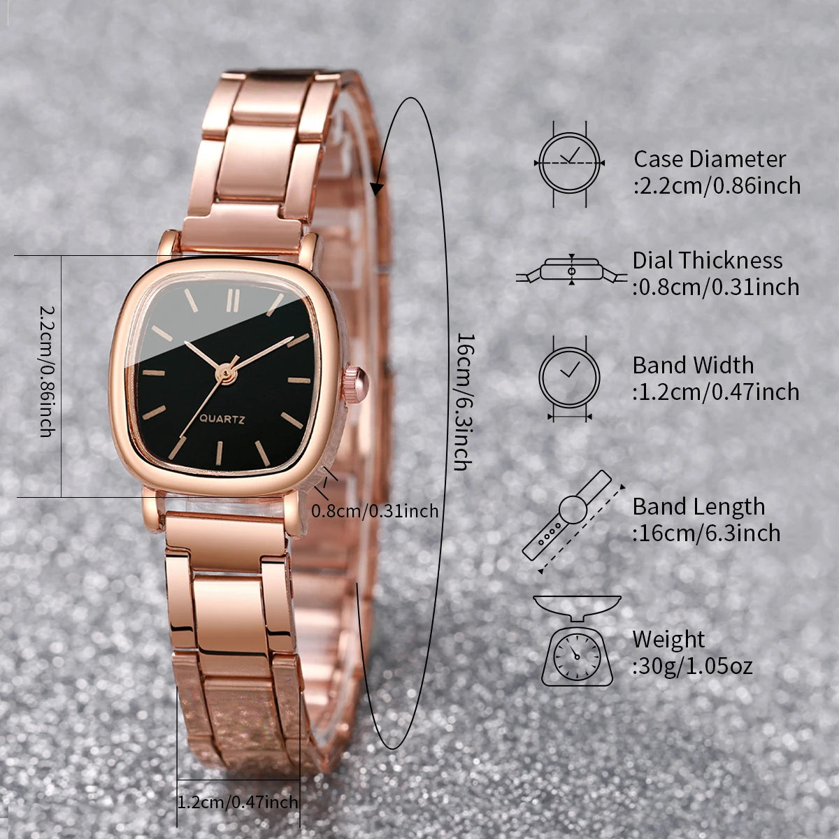 2 Teilesatz Damen Mode Edelstahl Quarzuhr & Liebe Herz Armband