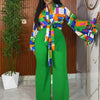Wmstar Plus Size Two Piece Sets Wholesale Long Sleeve Print Top and Wide Leg Pants Matching Suit Fall Clothing Dropshopping