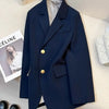 Suit jacket female 2024 early autumn new solid color high-grade feeling slim Joker casual fashion temperament slim top.