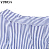 VONDA 2024 Women Elegant Striped Maxi Dress Bohemian Sundress Casual Loose Off Shoulder Long Sleeve Party Vestidos Robe Femme