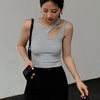 Casual white cut t shirt women round neck sleeveless korean slim t shirts women clothing 2023 summer fashion