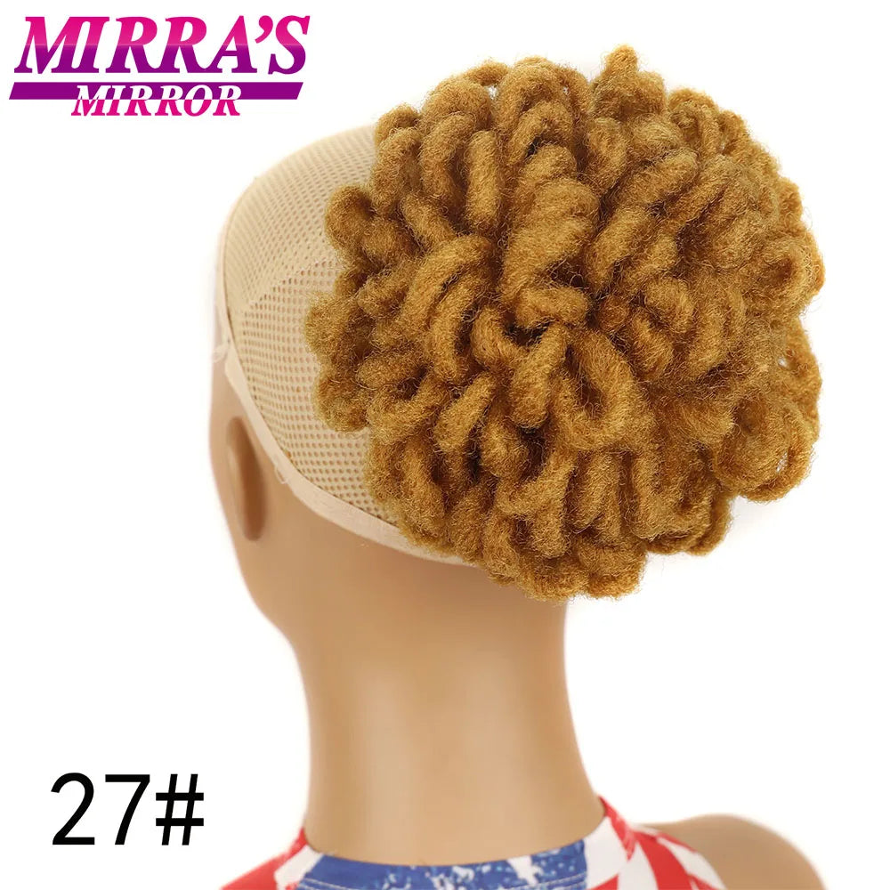 Synthetic Afro Puff Drawstring Ponytail Hair Bun 10 Inch Short Afro Kinkys Curly Afro Bun Extension Hairpieces Large Size