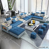 MINGDIBAO Nordische Stoff-Sofagarnitur mit Bluetooth-Lautsprecher & USB – Modernes Modulares Wohnzimmer-Sofa, Großes U-förmiges Ecksofa aus Stoff