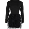 Mini Dress for Women 2023 Fashion Layered Ruffles Mesh Long Sleeve Sexy Party Skinny Dress Elegant Casual Female's Skirt Winter