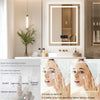 Intelligenter LED-Badezimmerspiegel, rechteckiger Wandspiegel mit Bluetooth-Lautsprecher, Uhrzeit, Temperatur, Lichtspeicher, Front- und Hintergrundbeleuchtung, Antibeschlag