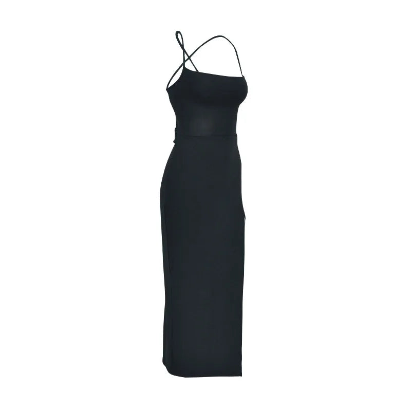 AltGoth Fairycore Sexy Midi Kleid Damen Streetwear Mall Gothic Rückenfrei Schnürung Neckholder High Waist Bodycon Kleid Partywear weiblich