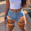 2025 Summer New Women's Ripped Denim Shorts Fashion High Street Sexy Hot Girl Jeans Shorts S-2XL