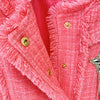 Modphy Winter Sweet Luxury Tweed Rose Pink Jackets Women Diamond Tassels Woollen Coats Elegant Straight Outerwear Tops Female