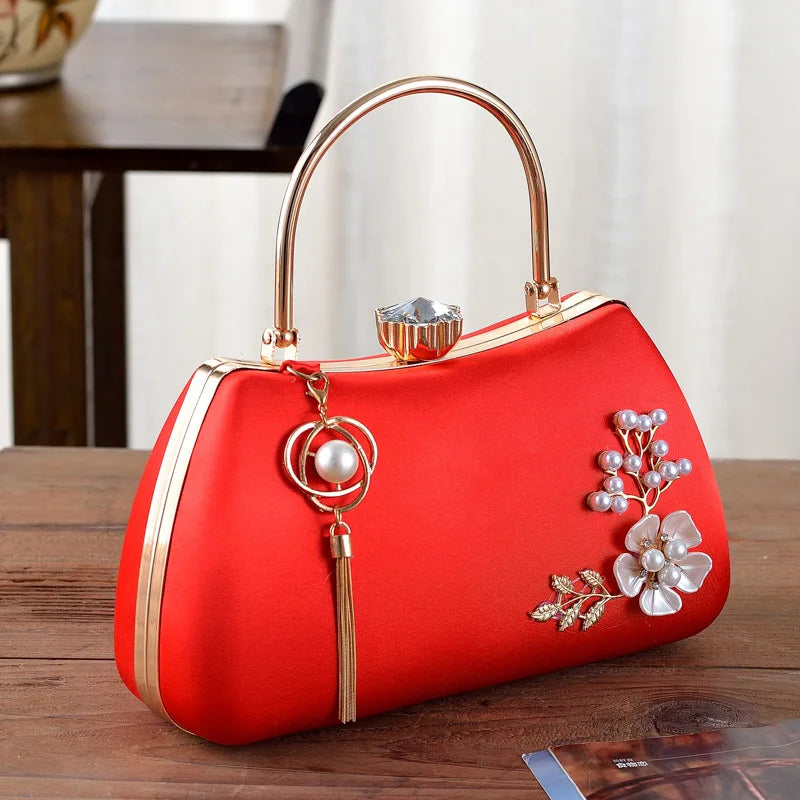 2025 Neue Damen Handgemachte Blumen Clutch Handtaschen Hochzeit Abend Geldbörsen Party Dinner Handtasche Für Damen 4 Farben