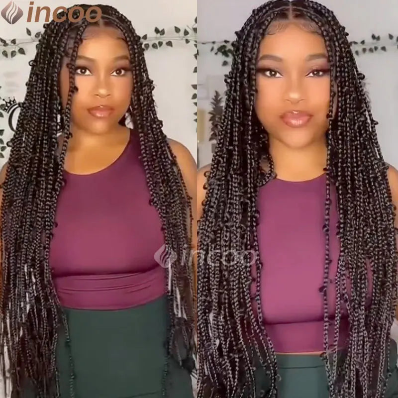 36 Zoll Synthetische Spitze Geflochtene Perücken Schmetterlingszöpfe Spitzenperücke für schwarze Frauen Zopfperücken im Ausverkauf Box Braids Spitzenperücke