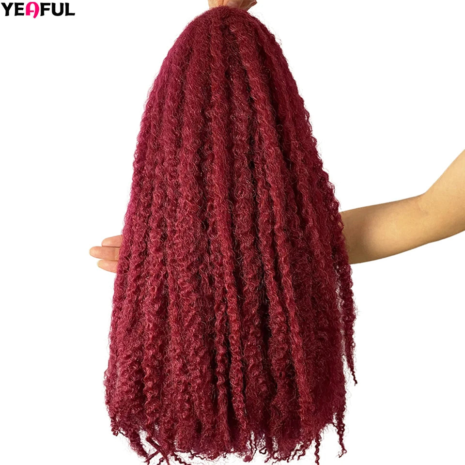 Yeaful 18 Inch Synthetic Marley Twist Braiding Hair Red Black Brown Ginger Bug Blonde #4 Pre Looped Marley Twists Crochet Hair