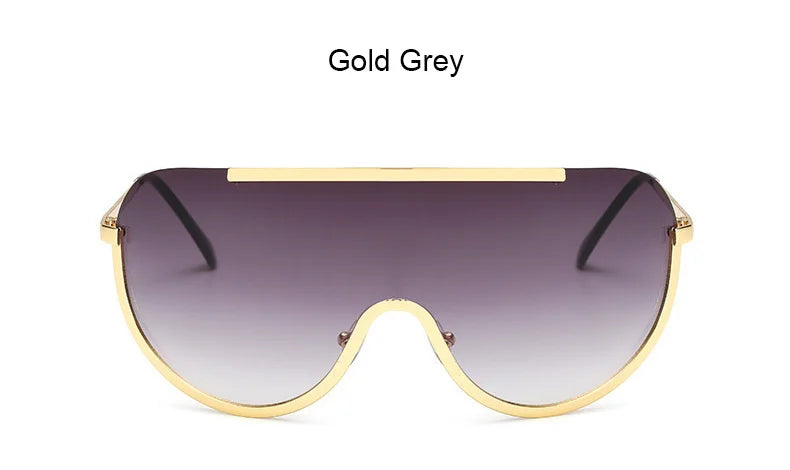 Metallische Oversized Punk Sonnenbrille Damen Semi-Randlose Schutzbrille Shield Lens Designer Große Sonnenbrille Damen Modeaccessoires
