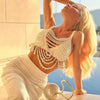 Fashion Pearl Beading Tops Wpmen V-neck Handmade Bra Top Ladies Party Female Elegant Beaded Vest Tops