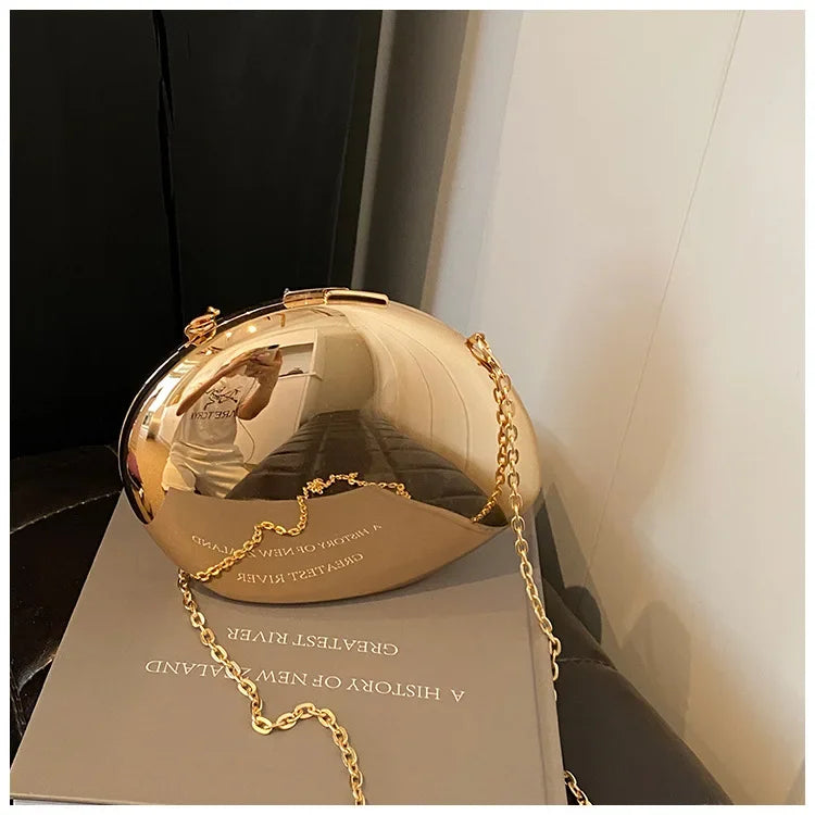 Designer-Clutch in Acryl-Muschelform Gold Silber Damen Abendtasche Süße Glänzende Metall Schulter-Umhängetaschen Kleine Geldbörse